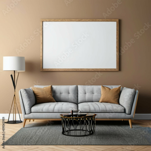 Modern Interior Background Empty Frame Mockup