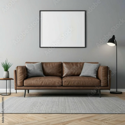 Modern Interior Background Empty Frame Mockup