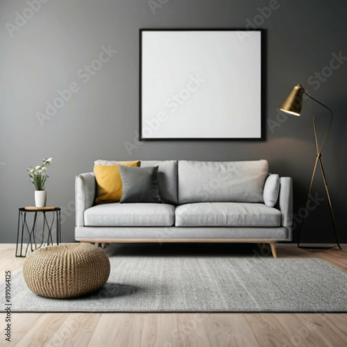 Modern Interior Background Empty Frame Mockup