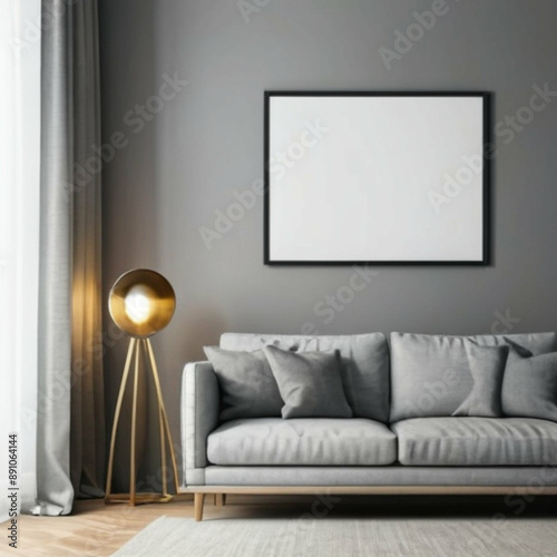 Modern Interior Background Empty Frame Mockup