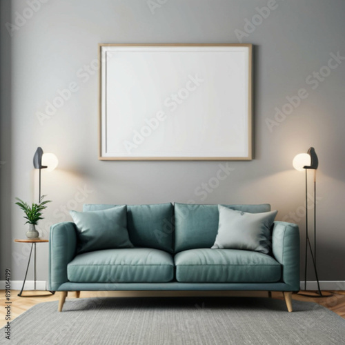 Modern Interior Background Empty Frame Mockup