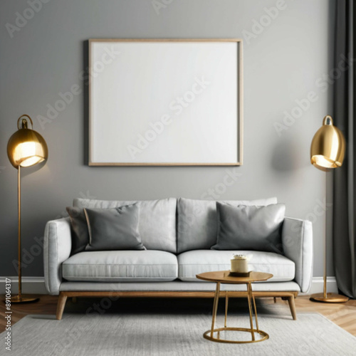 Modern Interior Background Empty Frame Mockup