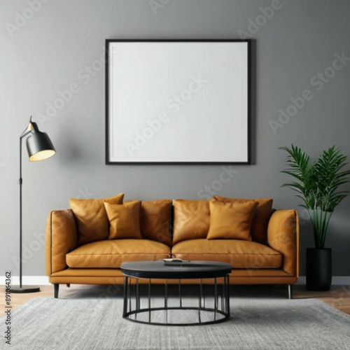 Modern Interior Background Empty Frame Mockup