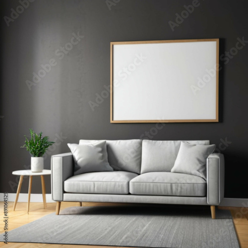 Modern Interior Background Empty Frame Mockup