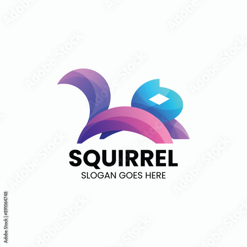 Vector Logo Illustration Squirrel Gradient Colorful Style