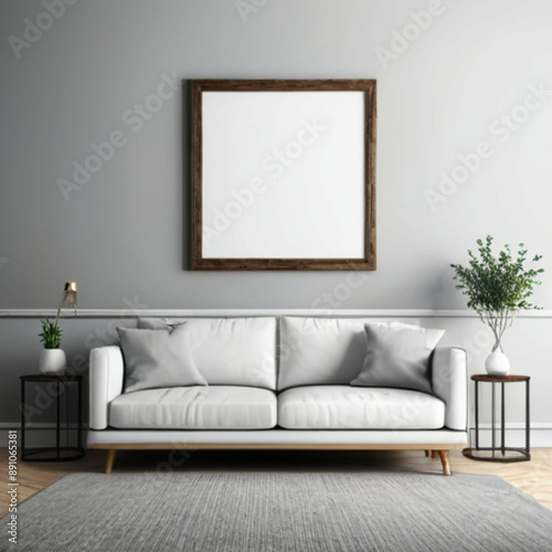 Modern Interior Background Empty Frame Mockup