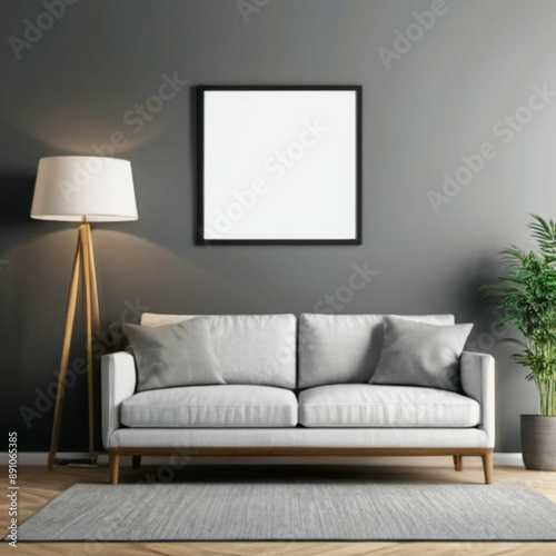 Modern Interior Background Empty Frame Mockup