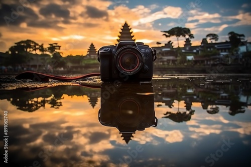 Wallpaper Mural Ancient pura ulun danu bratan, besakih or famous hindu temple and tourist in bali island at sunrise Torontodigital.ca