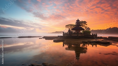 Wallpaper Mural Ancient pura ulun danu bratan, besakih or famous hindu temple and tourist in bali island at sunrise Torontodigital.ca