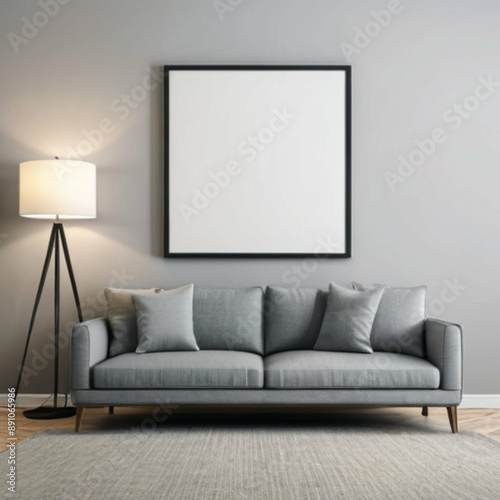 Modern Interior Background Empty Frame Mockup
