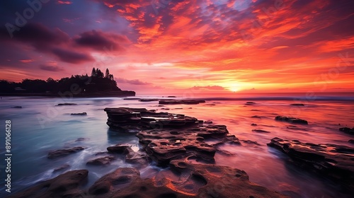 Ancient pura ulun danu bratan, besakih or famous hindu temple and tourist in bali island at sunrise