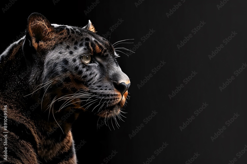 Panther's silhouette on black. Panther's silhouette on black.