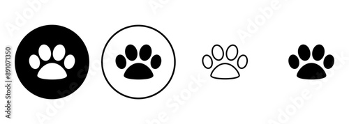 Paw icon set. paw print icon vector. dog or cat paw