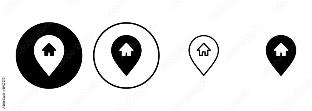 Address icon set. home location icon vector Address icon set. home location icon vector