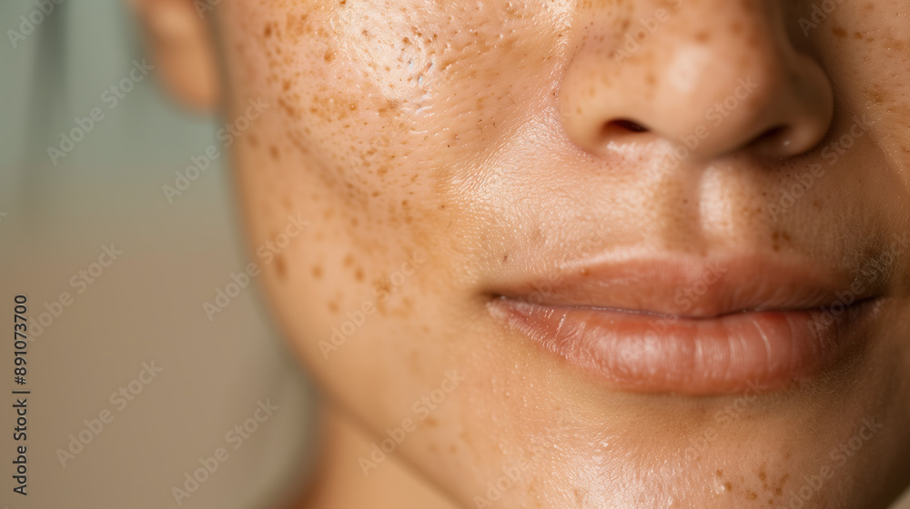 Fototapeta premium Glycolic Acid Peel Facial Treatment on South Korean Woman Unveiling Smooth and Clear Skin