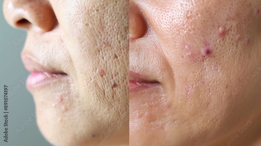 Effective Adapalene Gel for Acne South Korean Woman Clear Skin Results Before and After Stock