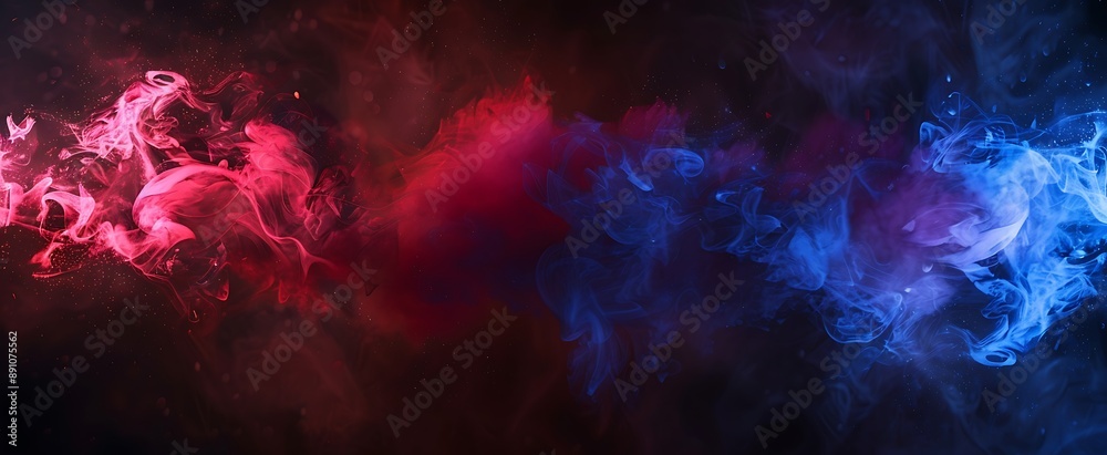 Colorful smoke on black background, red and blue flames in the air, fantasy concept art Colorful smoke on black background, red and blue flames in the air, fantasy concept art