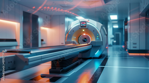 Cancer therapy, advanced medical linear accelerator in the therapeutic radiation oncology to treat patients with device. radiation oncology therapy device - photo