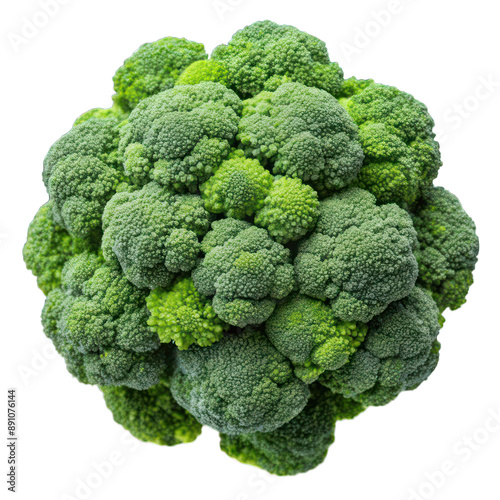 Broccoli top view isolated on transparent background