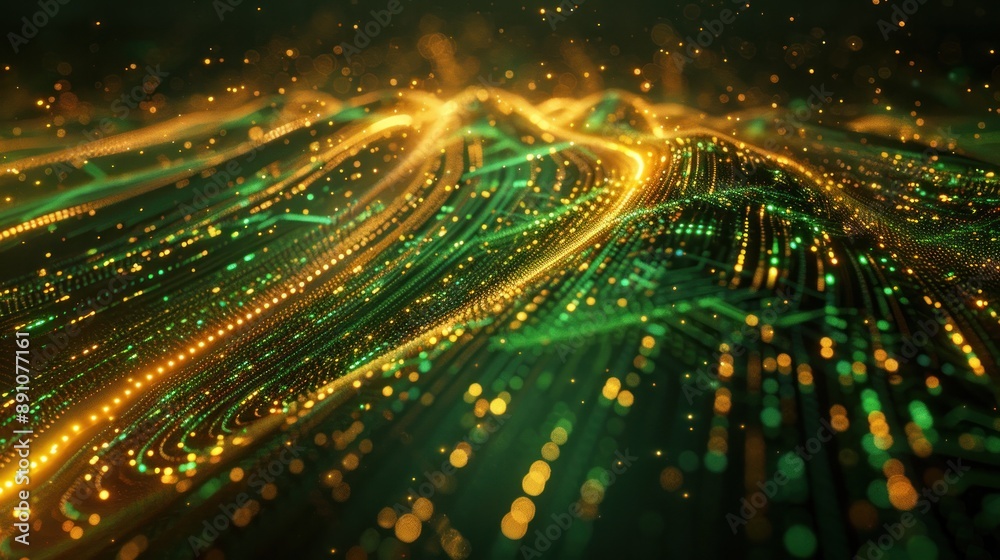 green and gold wireless network abstract background green and gold wireless network abstract background