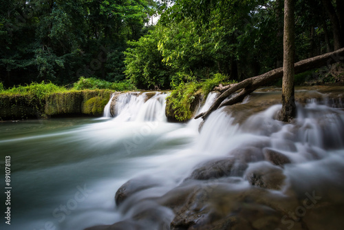 Jed Sao Noi cascading Waterfall scenic in Saraburi, Thailand