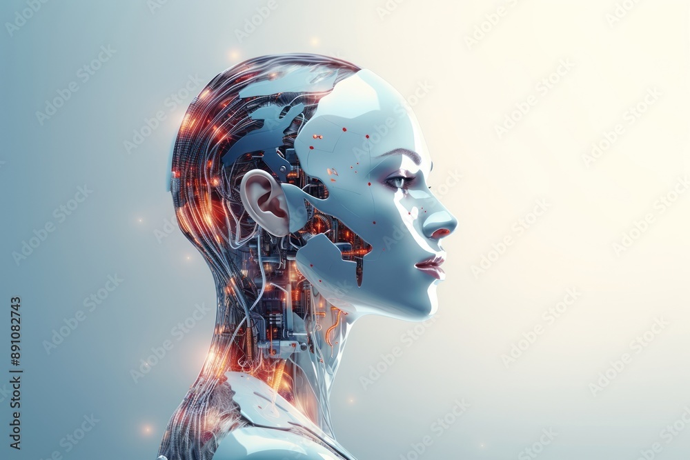 Female android face futuristic technology female.
