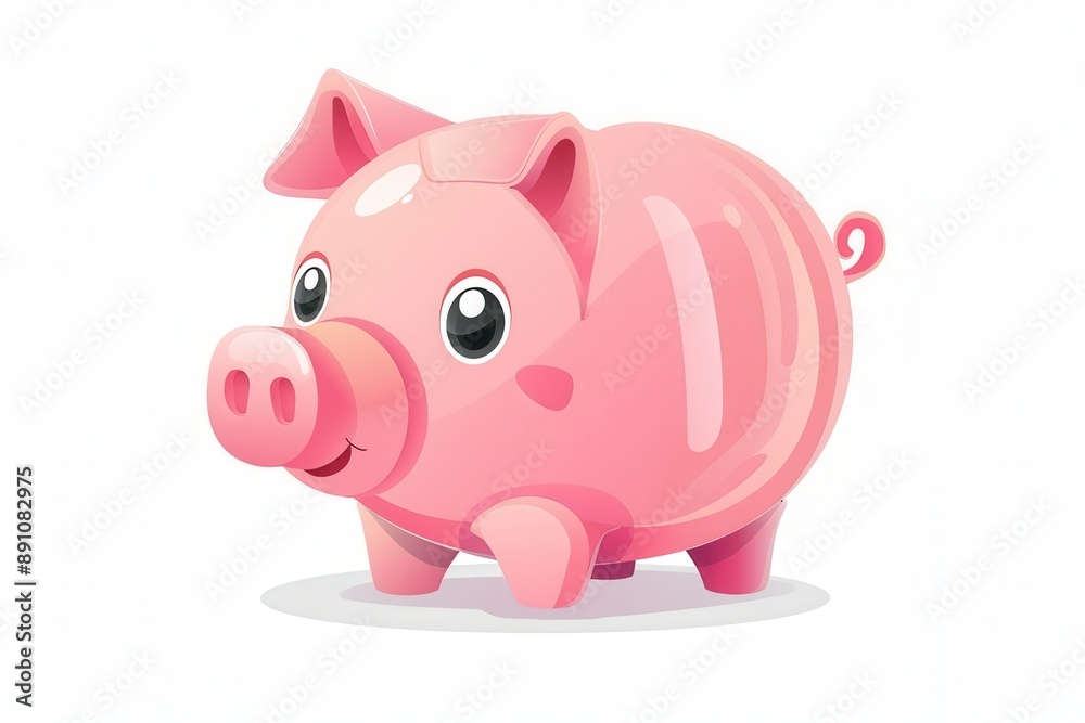 A piggy bank clipart, savings element, flat design, pink, isolated on white background A piggy bank clipart, savings element, flat design, pink, isolated on white background