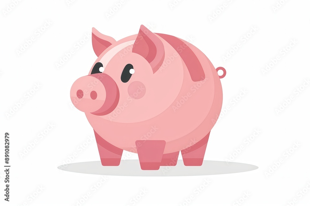 A piggy bank clipart, savings element, flat design, pink, isolated on white background A piggy bank clipart, savings element, flat design, pink, isolated on white background