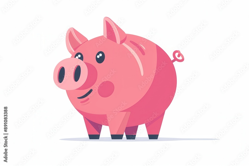 A piggy bank clipart, savings element, flat design, pink, isolated on white background A piggy bank clipart, savings element, flat design, pink, isolated on white background