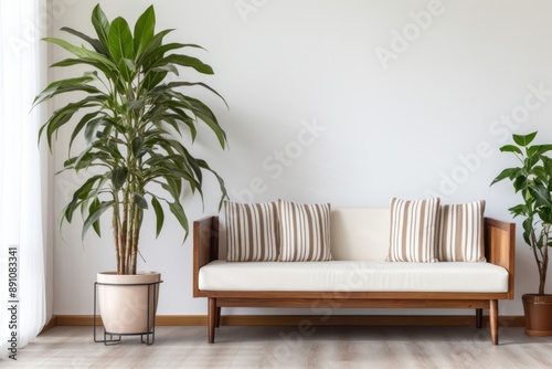 Dracaena fragrans on the center architecture furniture cushion.