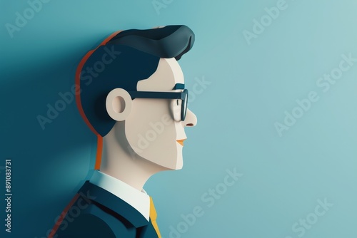 Clean Minimalist Profile Portraits in Professional Theme - 3D Render with Complementary Colors