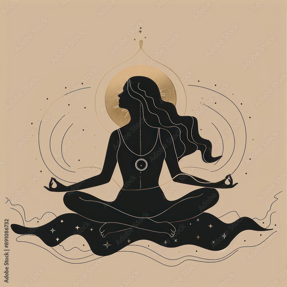 Φωτογραφία Surreal aesthetic yoga woman logo exercise fitness person.
