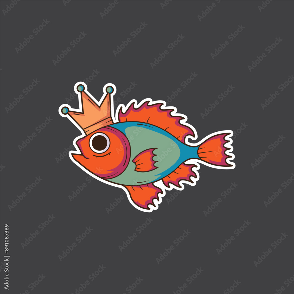 Obraz premium fish character with crown