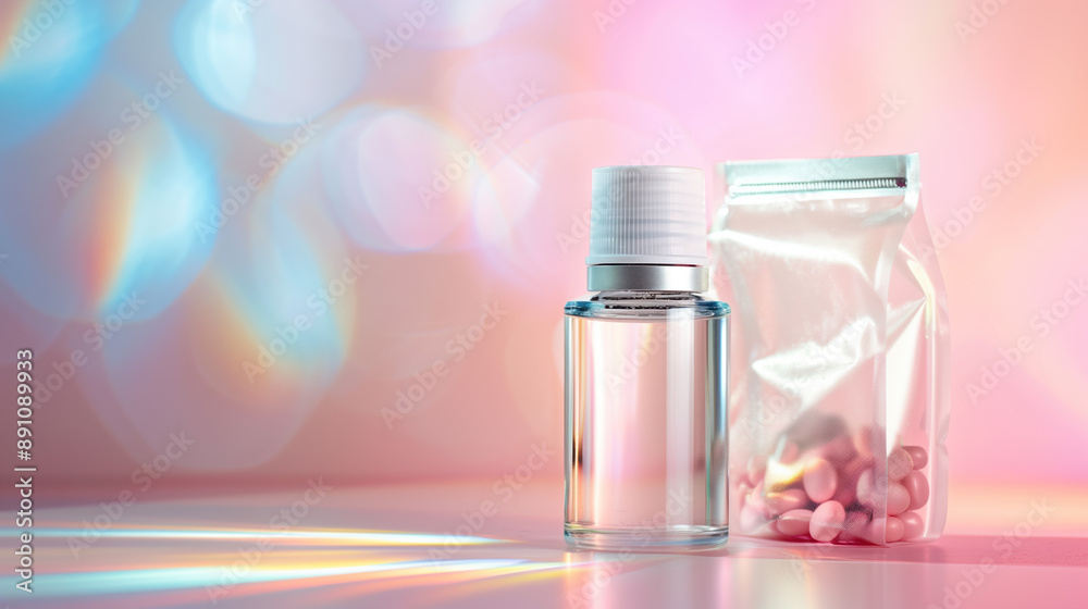Antioxidant Blends for Cell Protection and Anti-Aging: Hologram Display with Clear Crystal Bottle and Translucent Plastic Bag Antioxidant Blends for Cell Protection and Anti-Aging: Hologram Display with Clear Crystal Bottle and Translucent Plastic Bag