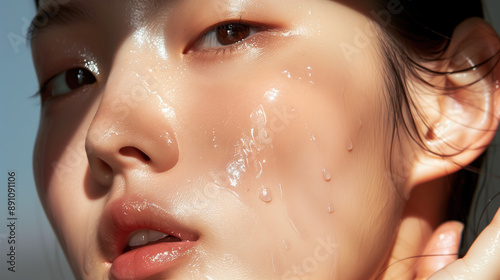 Close-Up of Beautiful Woman Applying Salicylic Acid for Effective Inflammation Reduction and Perfect Skin Appearance