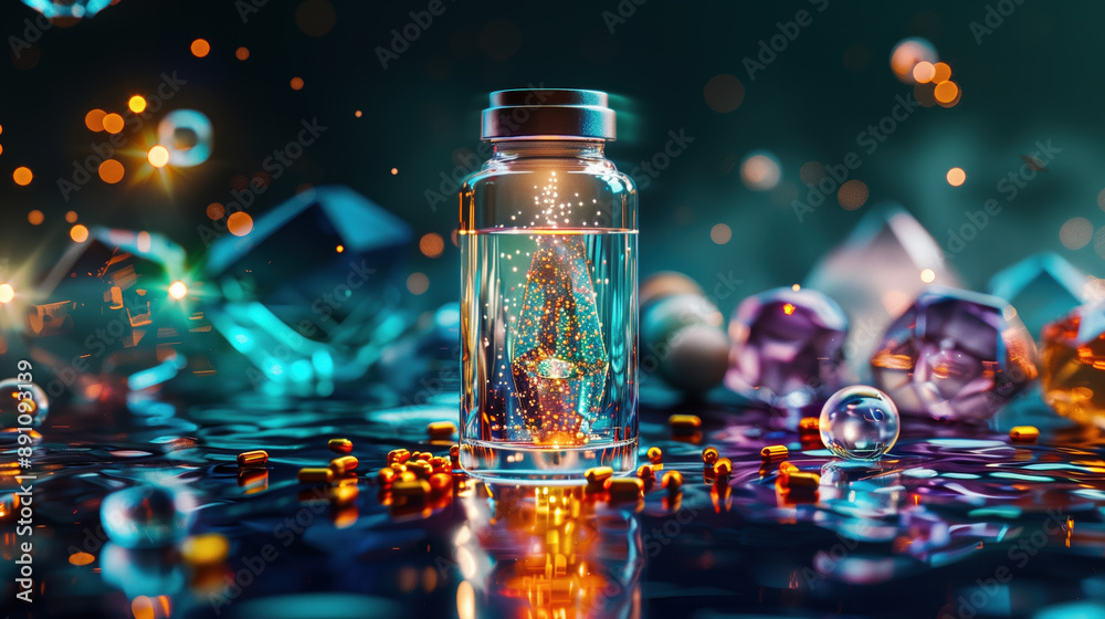 Zinc for Enhanced Immune Response: Hologram Visualization in Clear Crystal Bottle with Zinc Sources for Strong Immune System and Infection Defense Zinc for Enhanced Immune Response: Hologram Visualization in Clear Crystal Bottle with Zinc Sources for Strong Immune System and Infection Defense