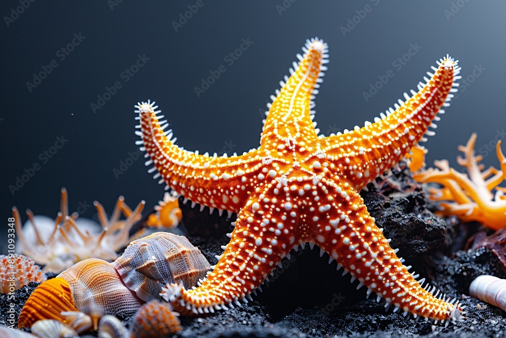 Starfish on sandy seabed in vibrant hues. Starfish on sandy seabed in vibrant hues.