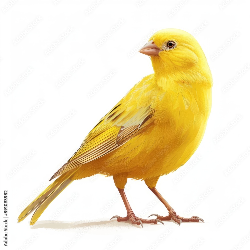 Yellow Canary Bird Isolated on White Background. Yellow Canary Bird Isolated on White Background.