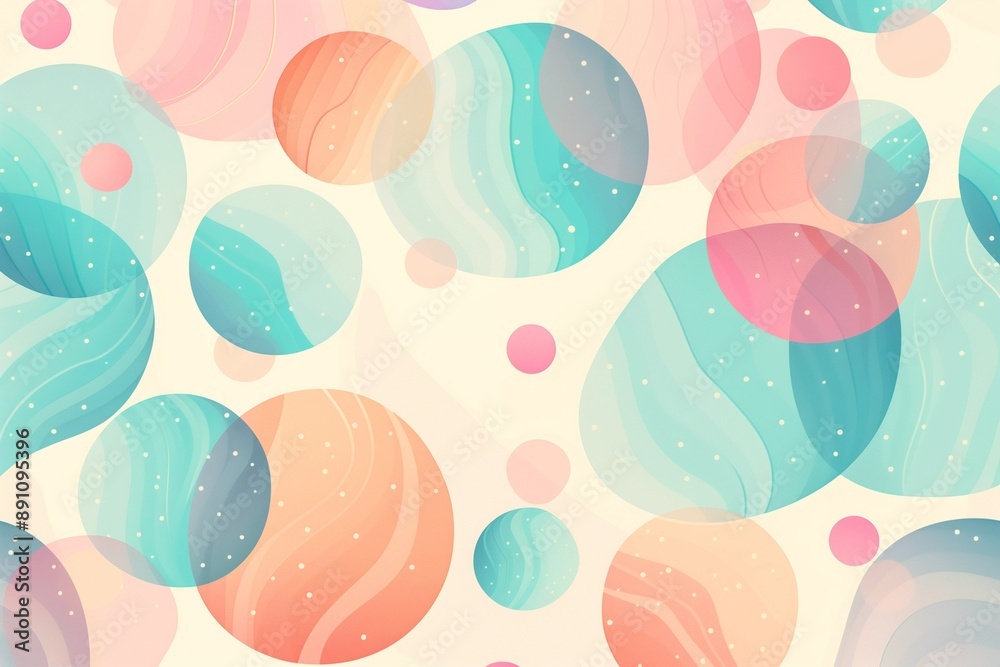 Cute and soft clipart pattern with pastel organic shapes and light tones Cute and soft clipart pattern with pastel organic shapes and light tones