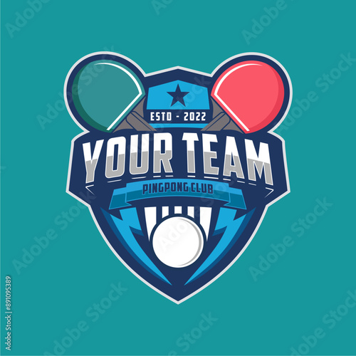 Table tennis badge emblem logo. Sports label vector illustration image description