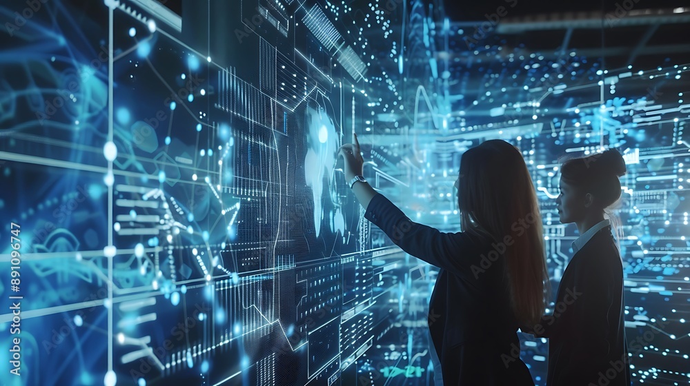 Businesswoman interacting with Digital Screen Modern for Technology Concept Business Innovation Communication Futuristic. Businesswoman interacting with Digital Screen Modern for Technology Concept Business Innovation Communication Futuristic.