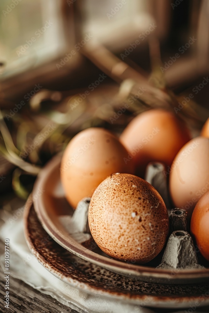 Four eggs with black pepper on them are on a plate. The eggs are arranged in a row Four eggs with black pepper on them are on a plate. The eggs are arranged in a row