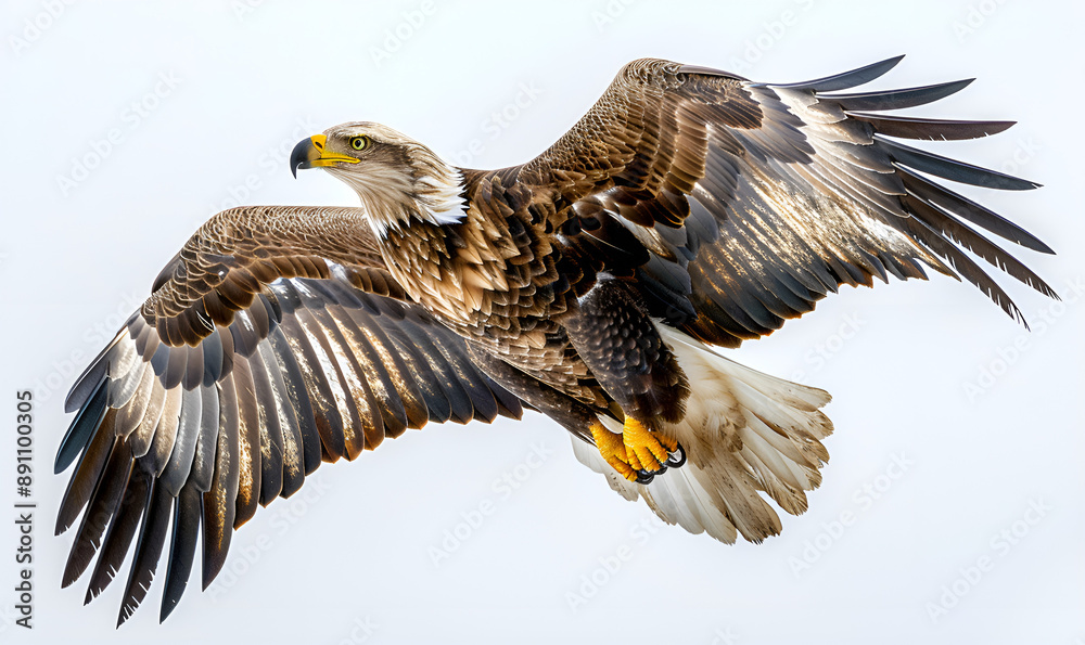 Fototapeta premium A majestic eagle soaring through the clear blue sky.
