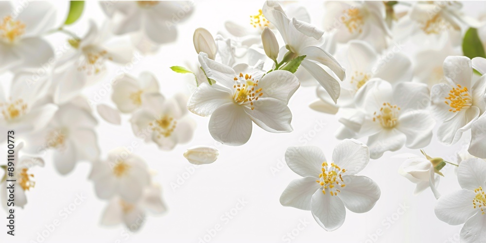 Exquisite white jasmine blooms in the air. Exquisite white jasmine blooms in the air.
