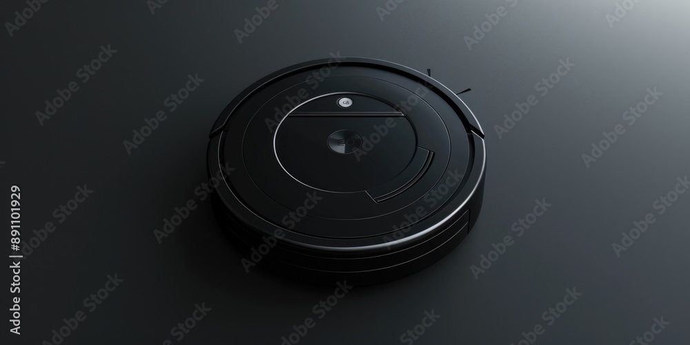 Robotic Vacuum Cleaner on Black Surface Robotic Vacuum Cleaner on Black Surface