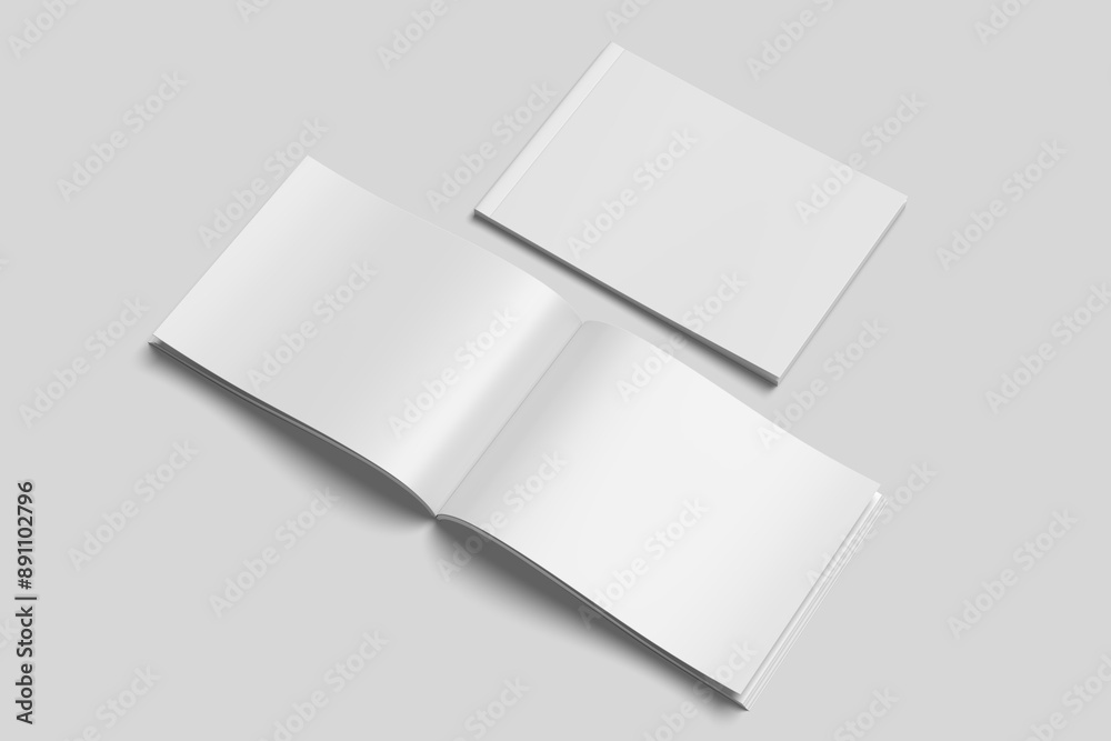 cover landscape and opened brochure magazine mockup blank cover landscape and opened brochure magazine mockup blank