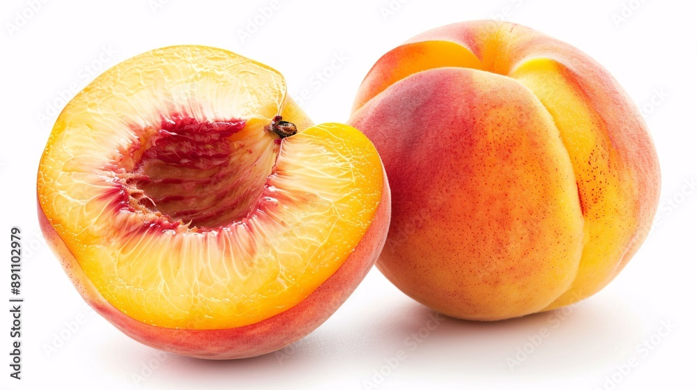 Juicy natural peach set on a blank background. Juicy natural peach set on a blank background.