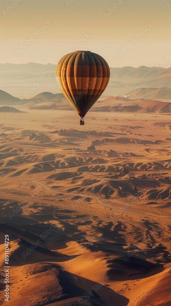 A vibrant hot air balloon soaring over vast desert landscapes during sunset, capturing the beauty of adventure and exploration. A vibrant hot air balloon soaring over vast desert landscapes during sunset, capturing the beauty of adventure and exploration.