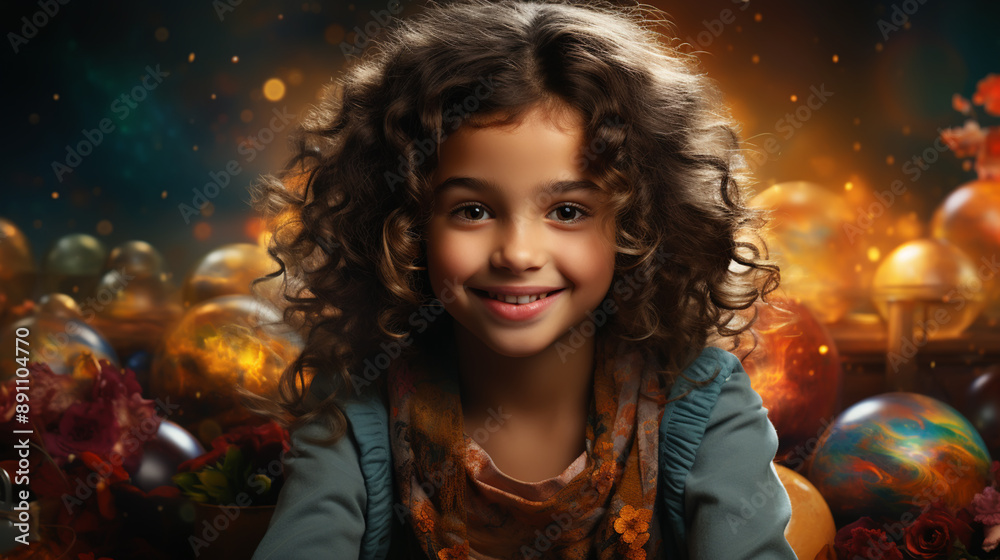 Portrait of child in classroom. Success, idea and innovation technology concept. Back to school Portrait of child in classroom. Success, idea and innovation technology concept. Back to school