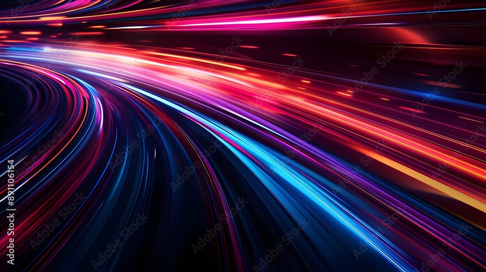 Vibrant Light Trails in Motion on a Dark Background Vibrant Light Trails in Motion on a Dark Background